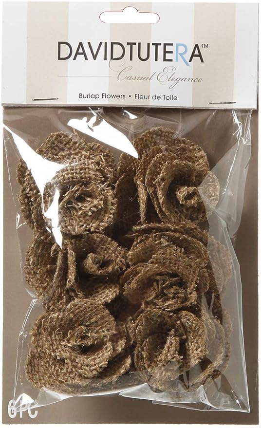 David Tutera Burlap Flowers - Brown - 2.5 x 1 inches - 6 Pieces – K and N  Designs