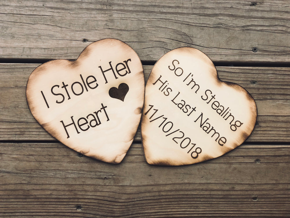 I Stole her heart Engagement photo prop - Knot and Nest Designs