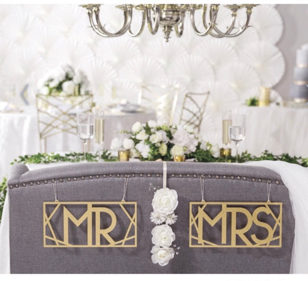 Mr. and Mrs Gold Chair Signs - Knot and Nest Designs
