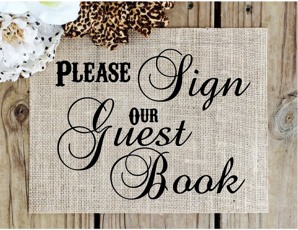Burlap Wedding guestbook Sign - Knot and Nest Designs