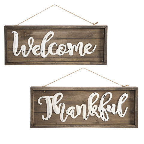 Farmhouse wood Welcome or Thankful Sign