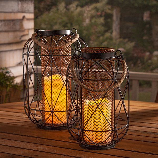 Farmhouse Lantern with Candle - Knot and Nest Designs