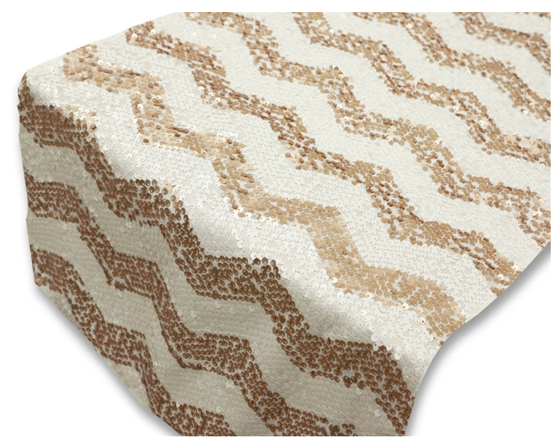 Gold Chevron Sequin Table Runner - Knot and Nest Designs