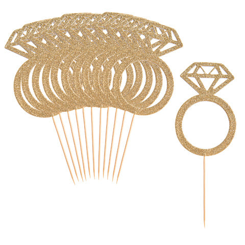 12 Pack Diamond Ring Dessert Toppers - Knot and Nest Designs