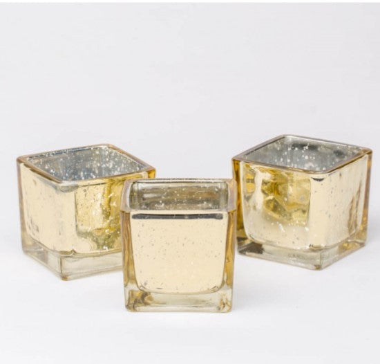 12 Pack Square Mercury Votives Rose Gold, Gold, Silver - Knot and Nest Designs