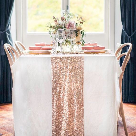 Rose Gold Sequin Table Runner - Knot and Nest Designs