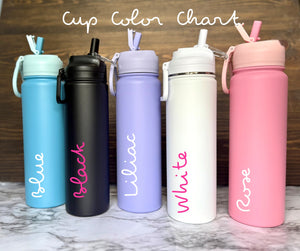 Custom water bottle with straw, island tumbler, Vacation Cups, Villa tumbler, pink love tropical island cup, water bottle