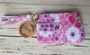 Personalized Silicone Bead Wristlet Keychain with Floral Wallet