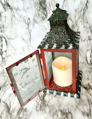 Vintage Christmas Lantern with battery operated candle