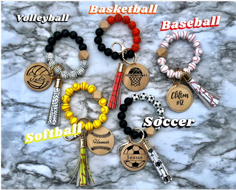 Sport Style Wristlets, Softball, Baseball, Basketball, Soccer, Volleyball