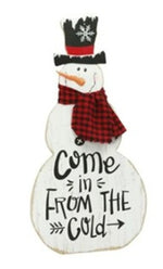 "Come In From The Cold" Large Wood Free-standing Snowman Sign