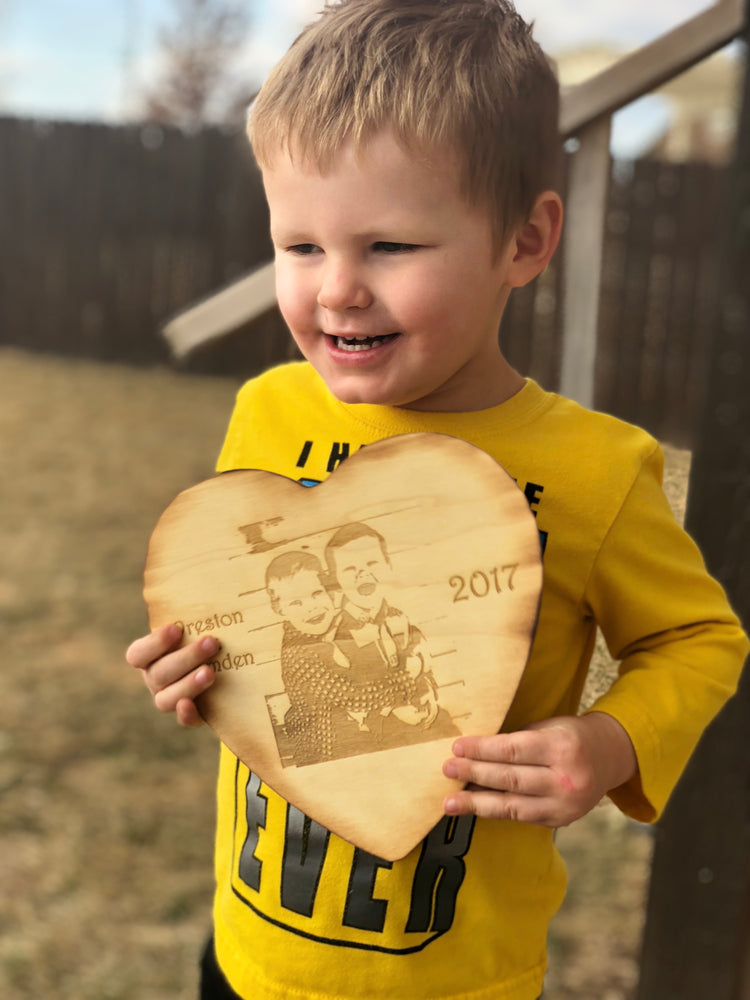 Custom engraved photo heart - Knot and Nest Designs