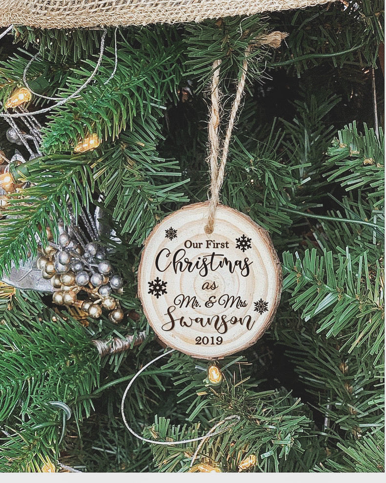 Our First Christmas Custom engraved ornament - Knot and Nest Designs