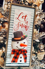 Let it Snow metal and wood Snowman Sign