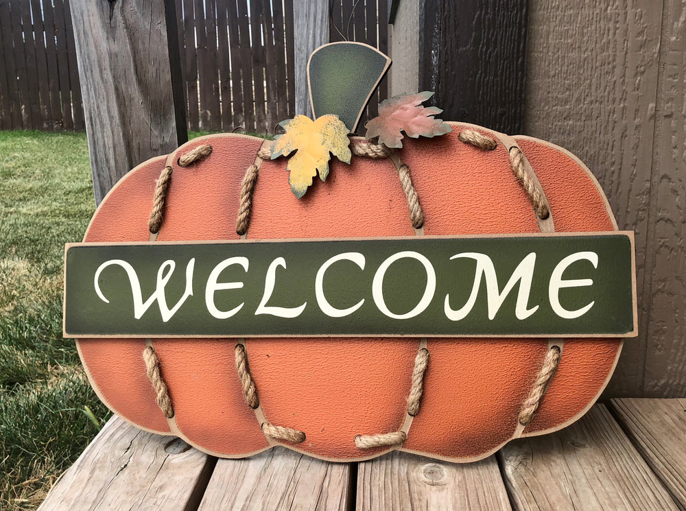 Large Autumn Sign Fall large pumpkin Sign – K and N Designs