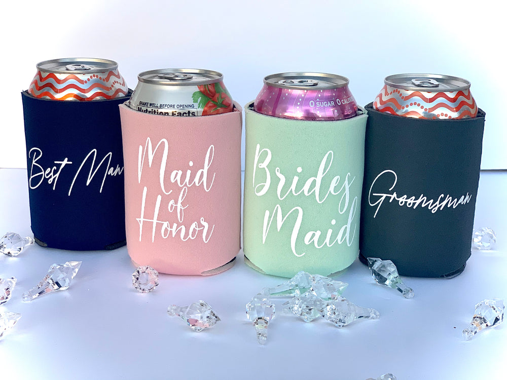 Wedding Can Coolers - Knot and Nest Designs