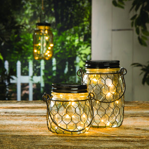
                
                    Load image into Gallery viewer, Rustic Wire Mason Jar Lamp - Knot and Nest Designs
                
            