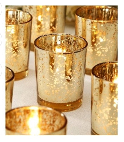 
                
                    Load image into Gallery viewer, 96 Gold, rose gold, Silver, Or Amber mercury votives value pack - Knot and Nest Designs
                
            