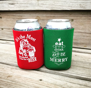10 pack Christmas can coolers - Knot and Nest Designs