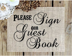 Burlap Wedding guestbook Sign