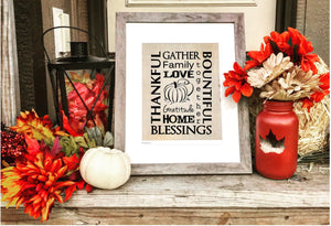 Thanksgiving Blessings - Burlap Sign - Knot and Nest Designs