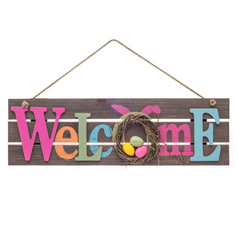 Welcome Easter Wooden Sign - Knot and Nest Designs