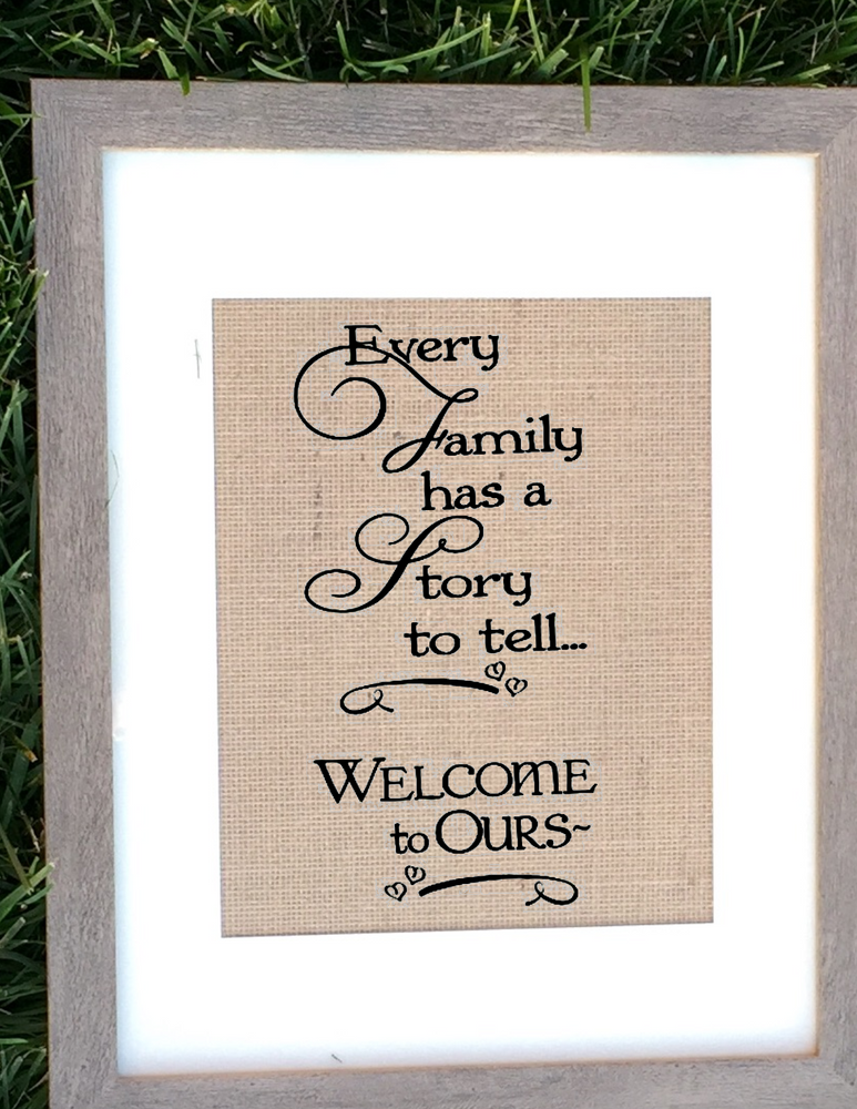 Burlap Family Quote Sign