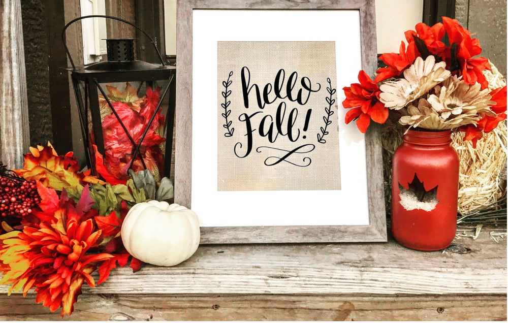 Hello Fall - Burlap Sign - Knot and Nest Designs