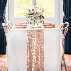
                
                    Load image into Gallery viewer, Rose Gold Sequin Table Runner - Knot and Nest Designs
                
            