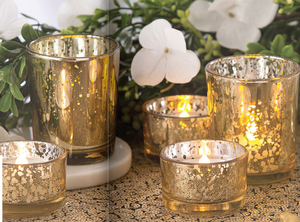 Silver Mercury Glass Tea Light Candle Holders - Set of 6
