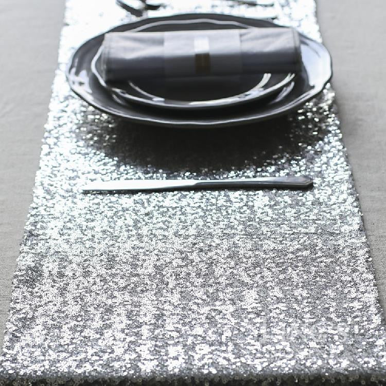 Silver Sequin Table Runner - Knot and Nest Designs