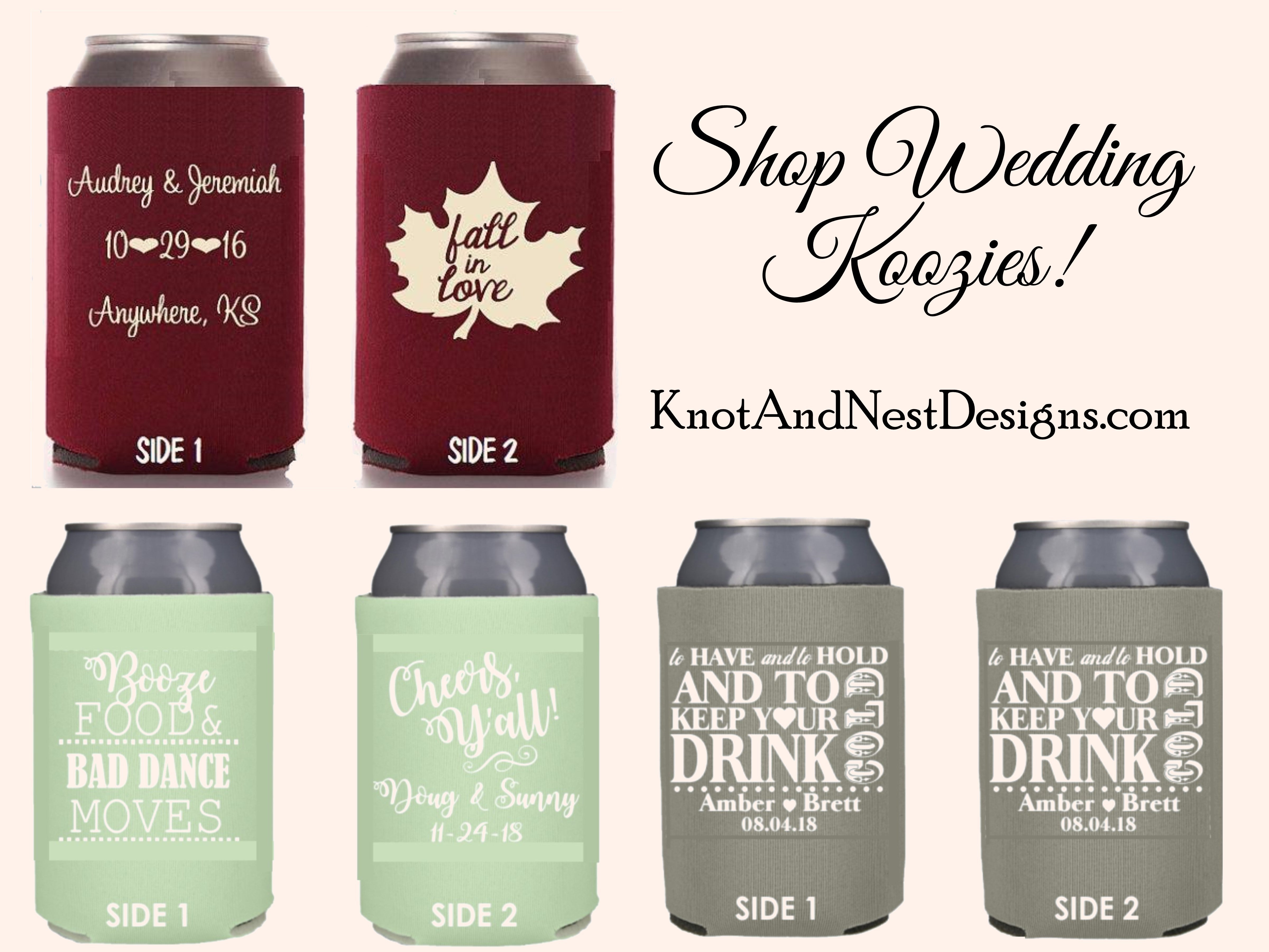 Custom can coolers - Fall in Love can coolers – K and N Designs